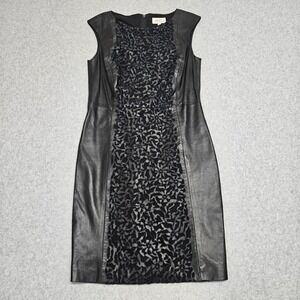 Vakko Black Lamb  Leather Dress Size 6 NWT